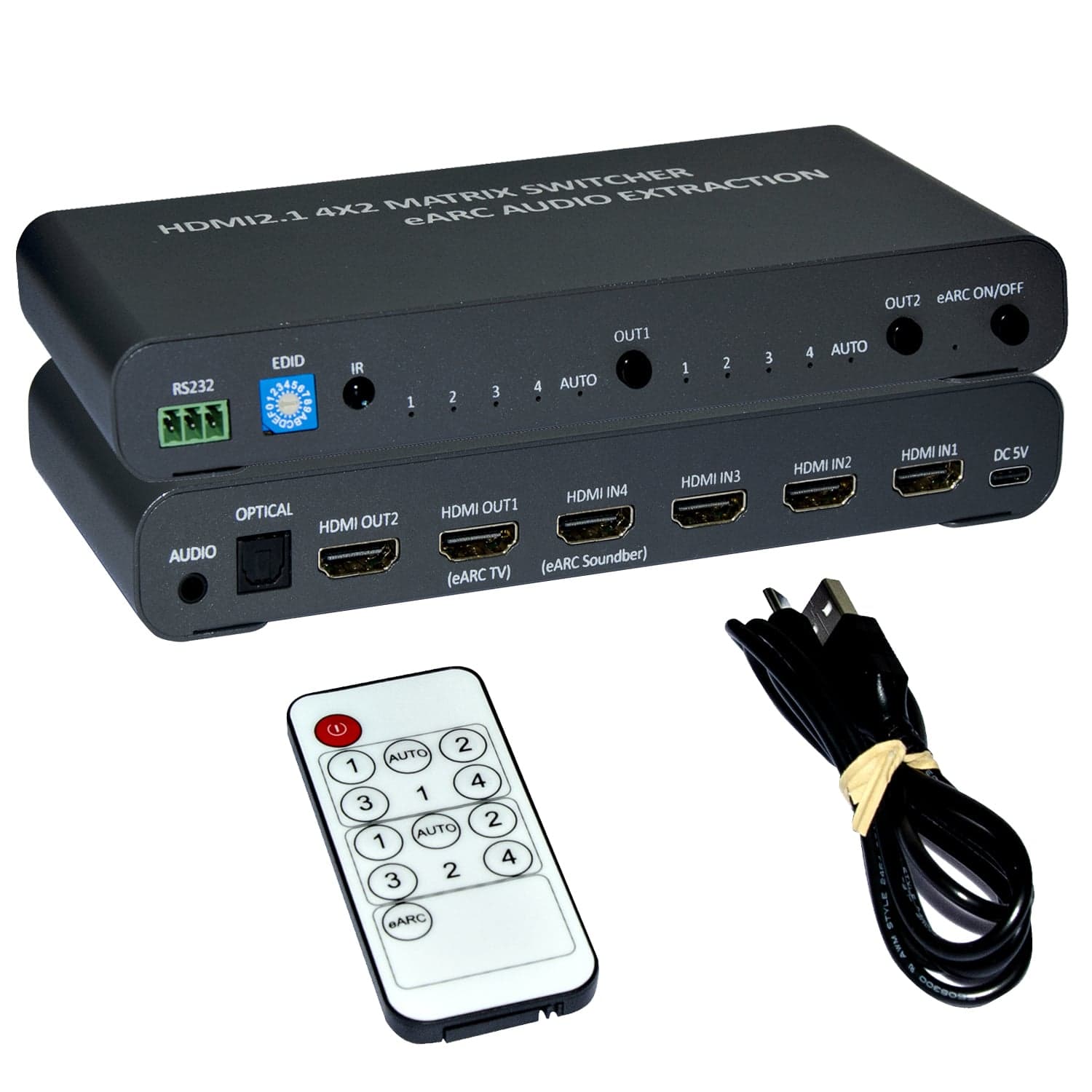 Switch Matrix HDMI 4x2 8K@60Hz Estrattore Audio eARC - Techly IDATA HDMI-MX428KA