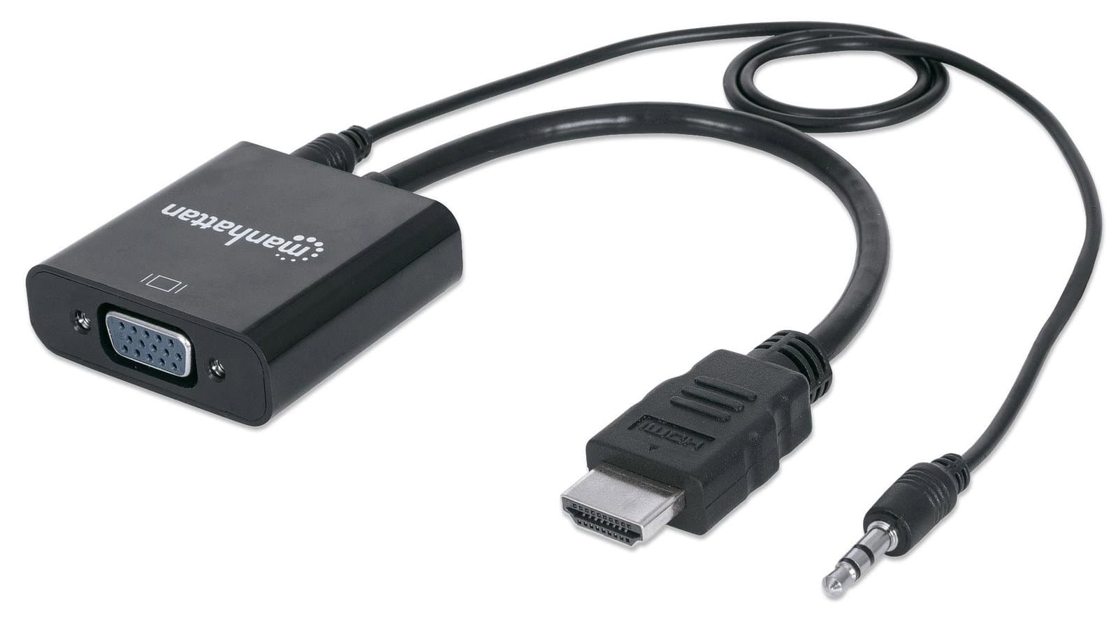 Cavo Convertitore da HDMI a VGA con Audio e MicroUsb 30cm Nero - Manhattan IDATA HDMI-VGA2AUM