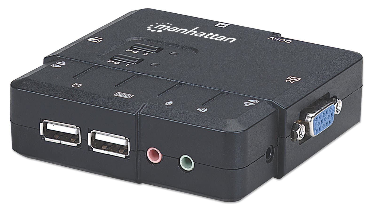 KVM Switch 2 Porte USB/Audio Nero - Manhattan IDATA IVIEW-U2L