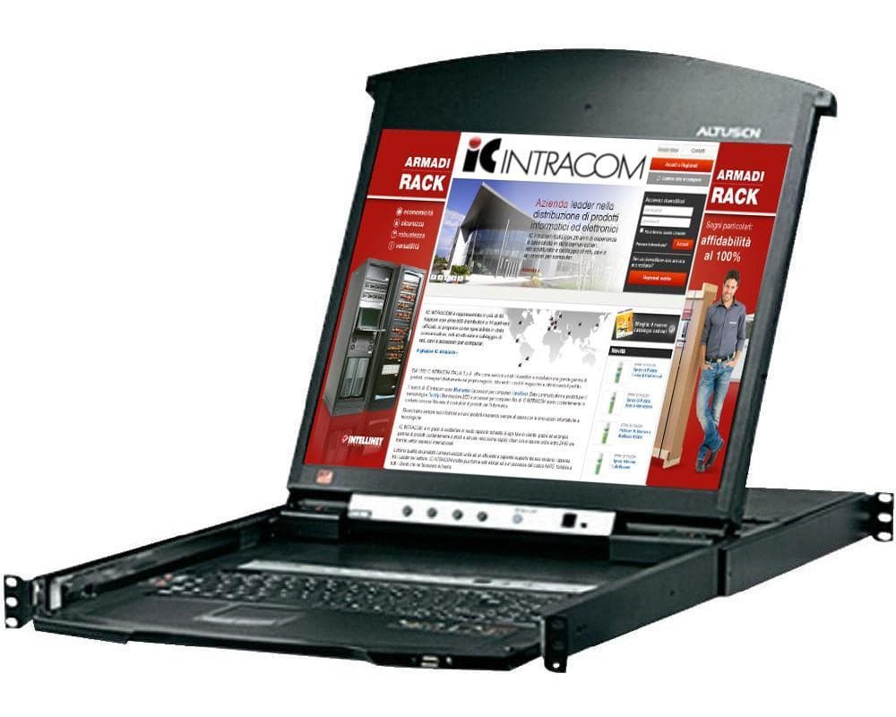 Switch KVM Cat5E/6 a 8 porte con LCD 19" Dual Rail - Aten IDATA KL-1508AN