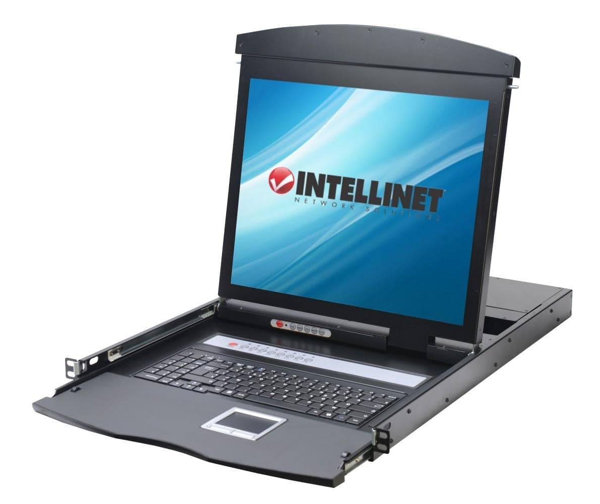 Console KVM Switch 8 Porte LCD 17" USB/PS2 Dual Rail per Rack 19" - Intellinet IDATA KVM-DR17S8