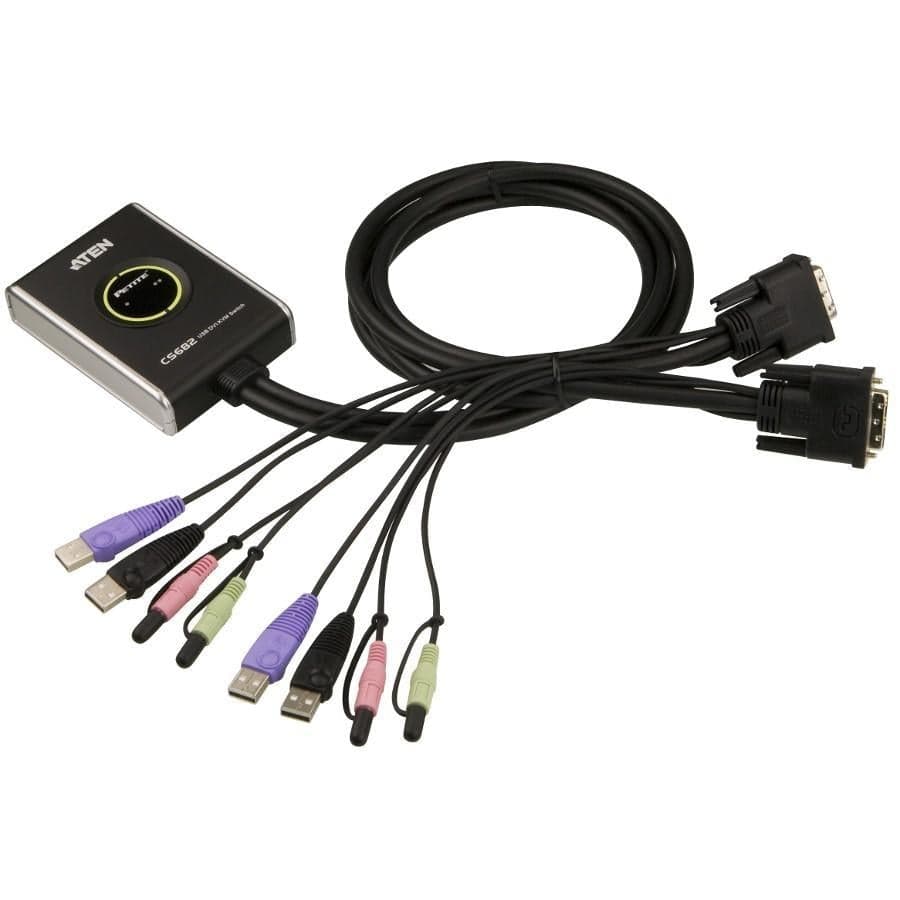 Mini Switch KVM USB Video DVI Audio e Microfono, CS682 - Aten IDATA KVM-DVI2U