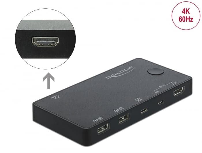 Switch KVM HDMI/USB-C 4K 60Hz con USB - Delock IDATA KVM-HD-DPC4K