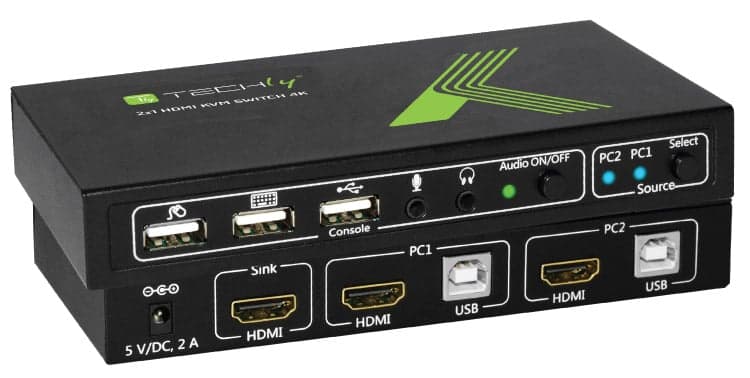 KVM switch 2x1 con USB e HDMI 4K - Techly IDATA KVM-HDMI2U