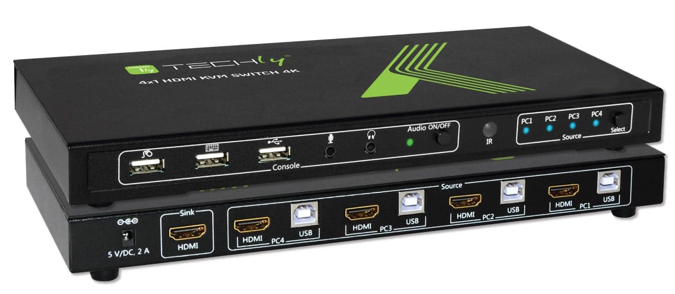 KVM switch 4x1 con USB e HDMI 4K - Techly IDATA KVM-HDMI4U