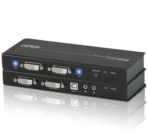 KVM Extender / Splitter USB DVI Cat5E Dual View RS-232 - Aten IDATA MTS-DVI