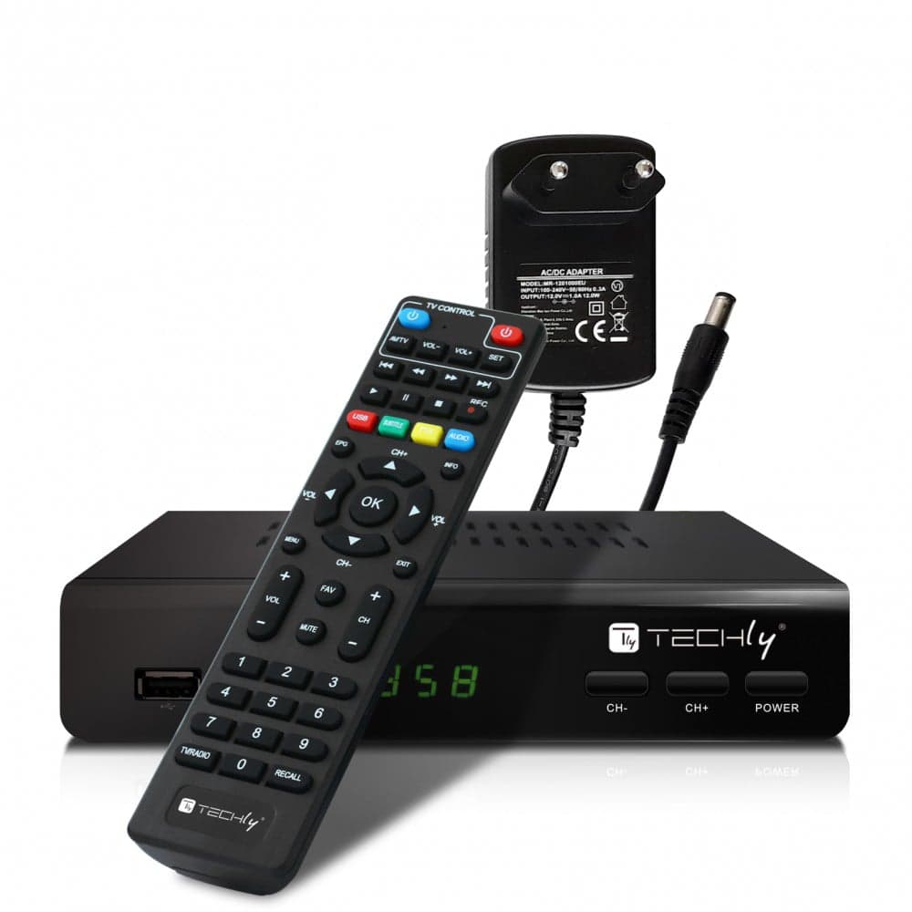 Decoder Ricevitore Digitale Terrestre DVB-T/T2 H.265 HEVC 10bit Metallo - Techly IDATA TV-DT2MB