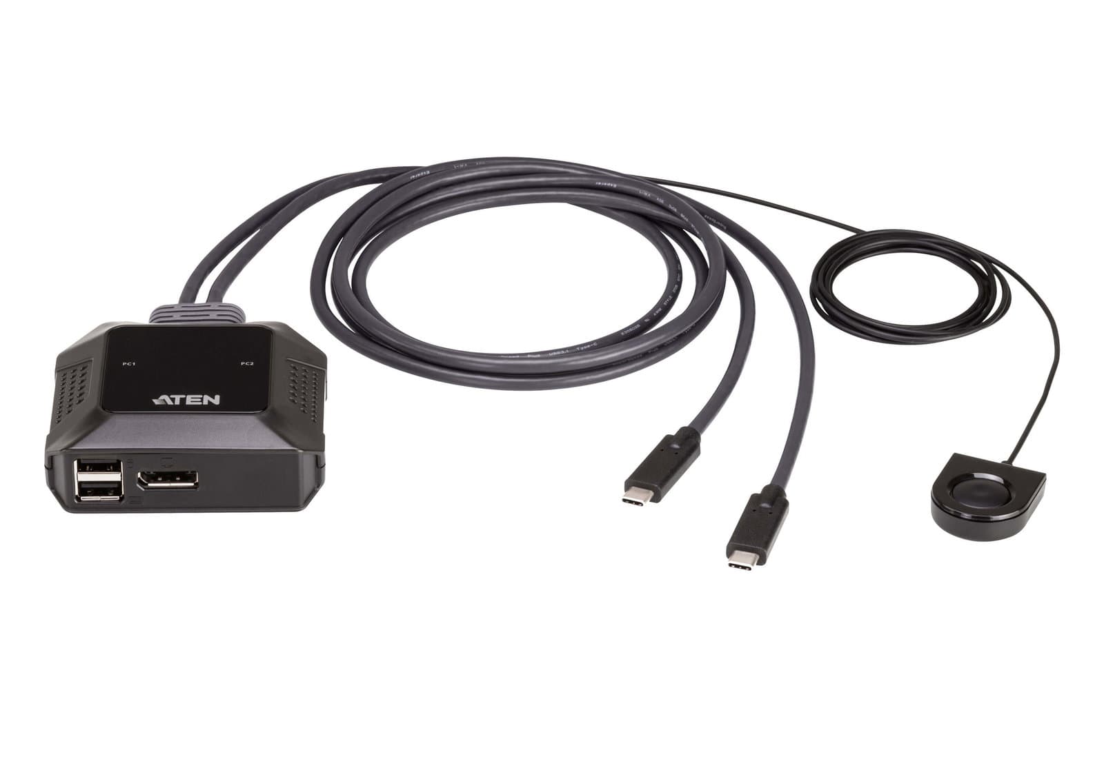 Switch KVM DisplayPort 4K USB-C a 2 porte con Selettore di Porte Remoto - Aten IDATA US-3312