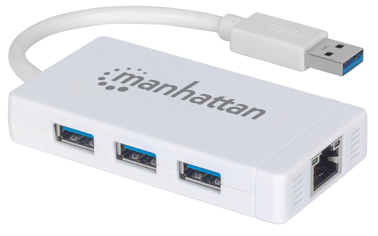 Hub 3 Porte USB 3.0 + Adattatore Ethernet Gigabit - Manhattan IDATA USB-ETGIGA-3U