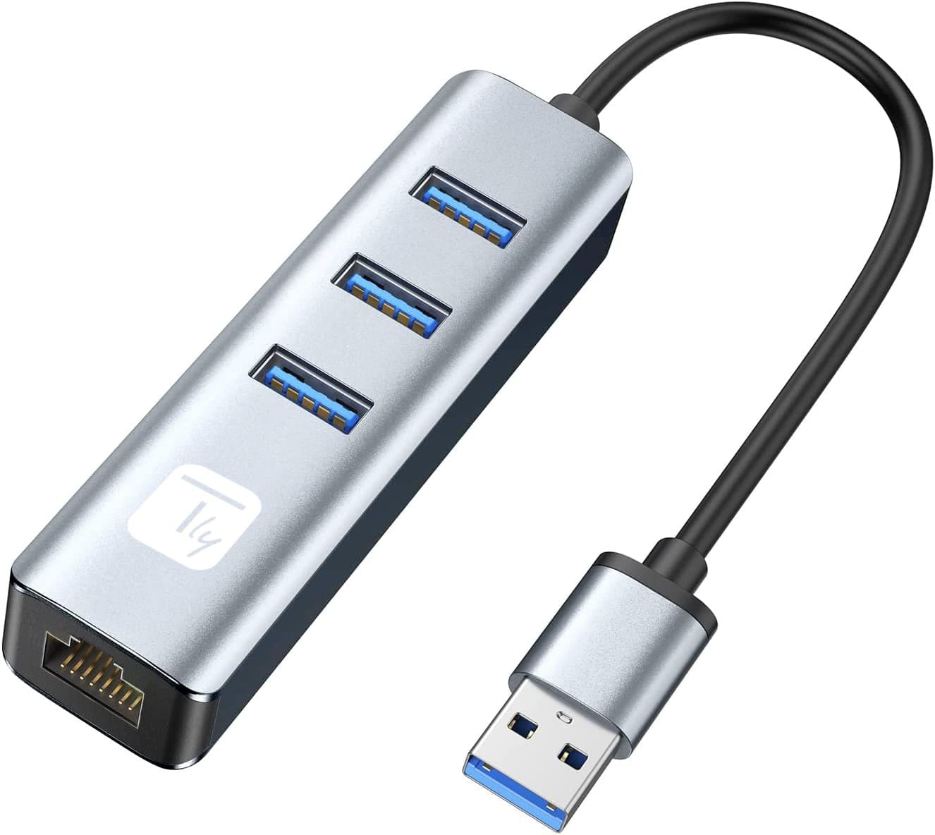 Adattatore USB-A a RJ45 Gigabit con Hub 3 Porte USB 3.2 5 Gbps - Techly IDATA USB-ETGIGA3AA