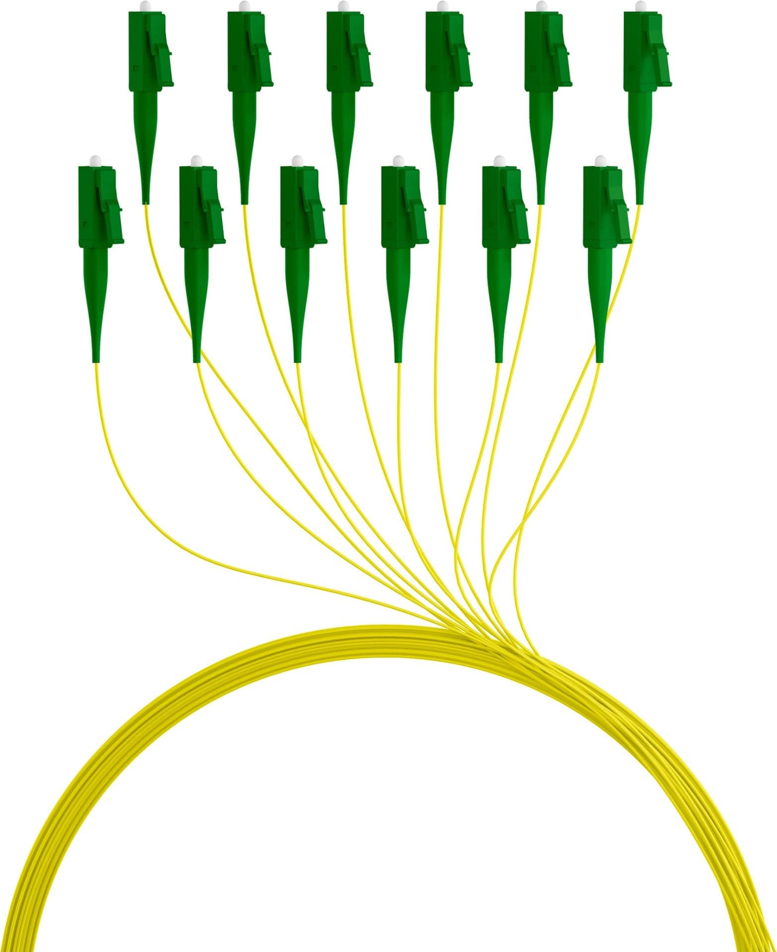 Set 12 Pigtail Fibra Ottica Monomodale OS2 LC/APC G652D 2m Giallo - ILWL PG-LC/APC-OS2
