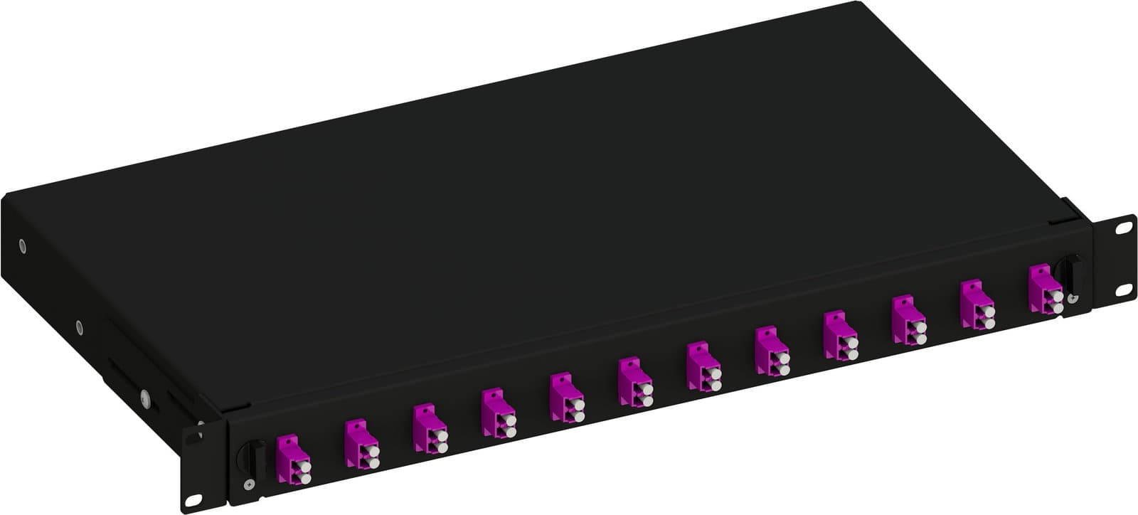 Cassetto Ottico 19'' 1HE Scorrevole 12 Bussole LC Duplex Multimodale OM4 Nero - Techly Professional ILWL SB-12LCDM4B