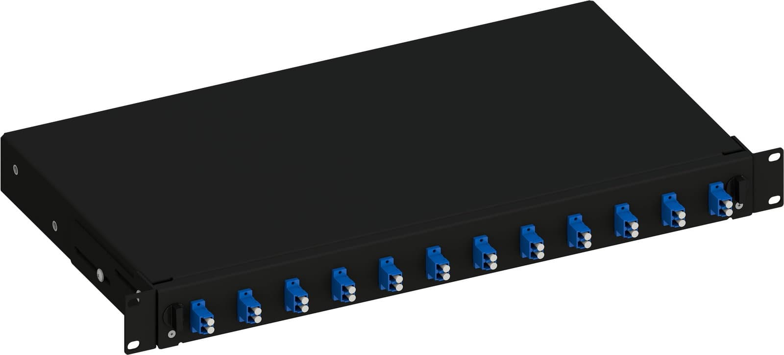 Cassetto Ottico 19'' 1HE con 12 Bussole LC Duplex Monomodale OS2 Nero - Techly Professional ILWL SB-12LCDSB