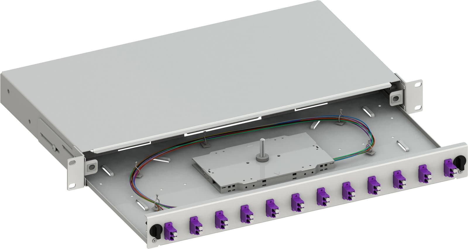 Cassetto Ottico 19" Scorrevole 12 Bussole LC Duplex OM4 24 Pigtails - Techly Professional ILWL SBP-12LCOM4G