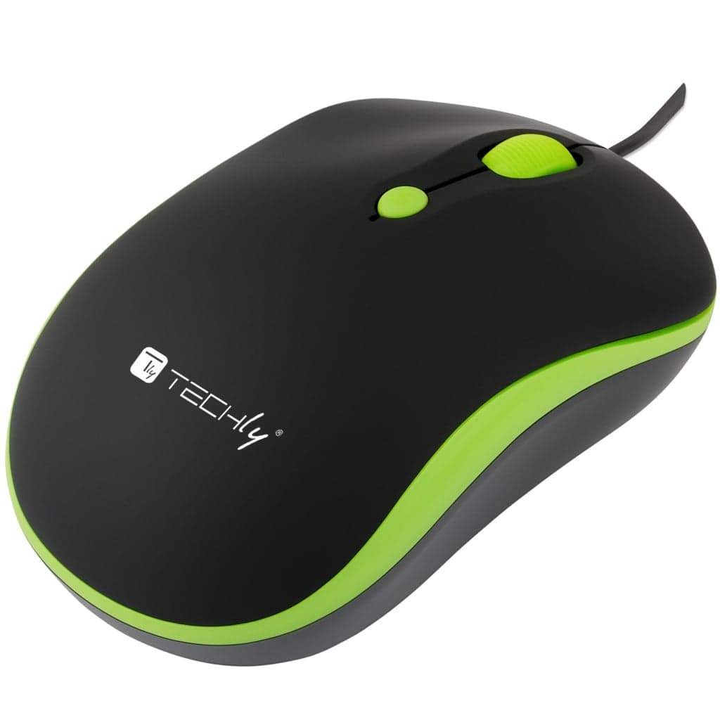 Mouse Ottico USB 1600 Dpi Nero/Verde - Techly IM 1600-WT-BG