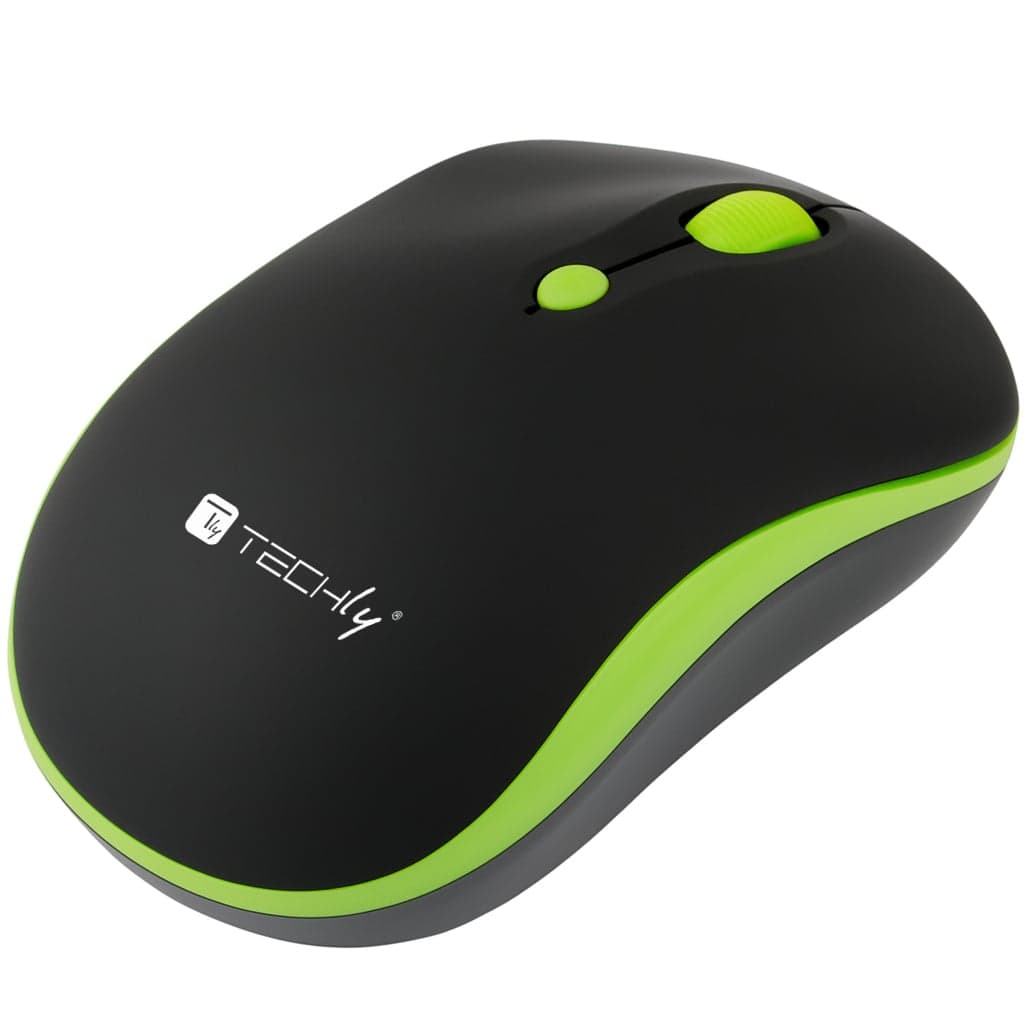 Mouse Ottico Wireless 1600 Dpi Nero/Verde - Techly IM 1600-WT-BGW