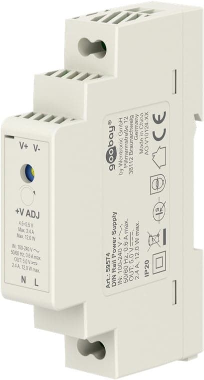Alimentatore su Guida DIN 5V 2,4A 12W - Goobay IPW-ADP-5V-12W