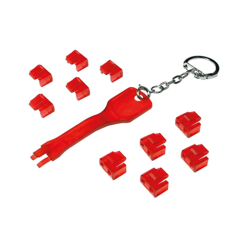Blocca porte RJ45 rosso 10 serrature e 1 chiave - Logilink IPW-KEYRJ-10LK