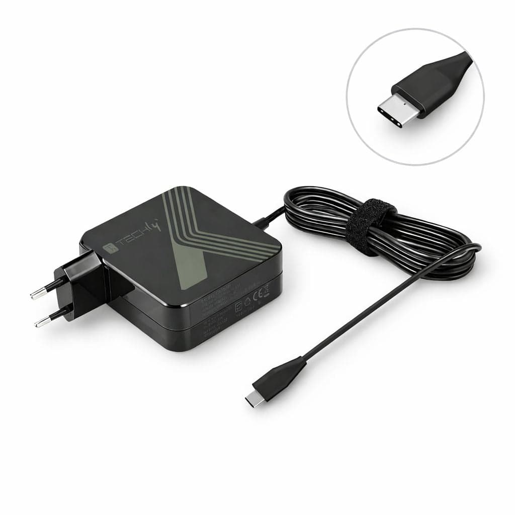 Alimentatore USB-C Power Delivery PD 3.0 65W per Smartphone e Notebook - Techly IPW-PD65W-BK