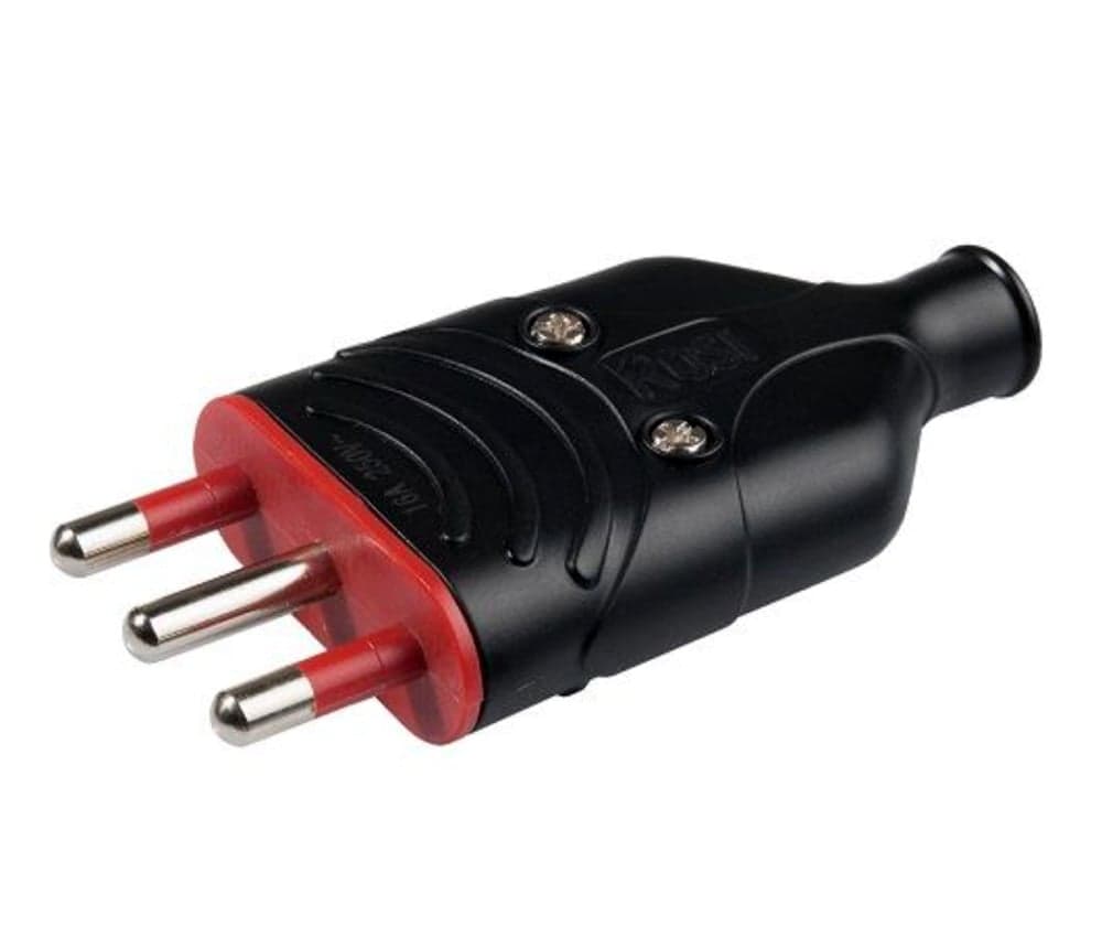 Spina Mobile in Gomma 16A 2P+T 250V Nero - Rosi IPW-RUB-SP16B