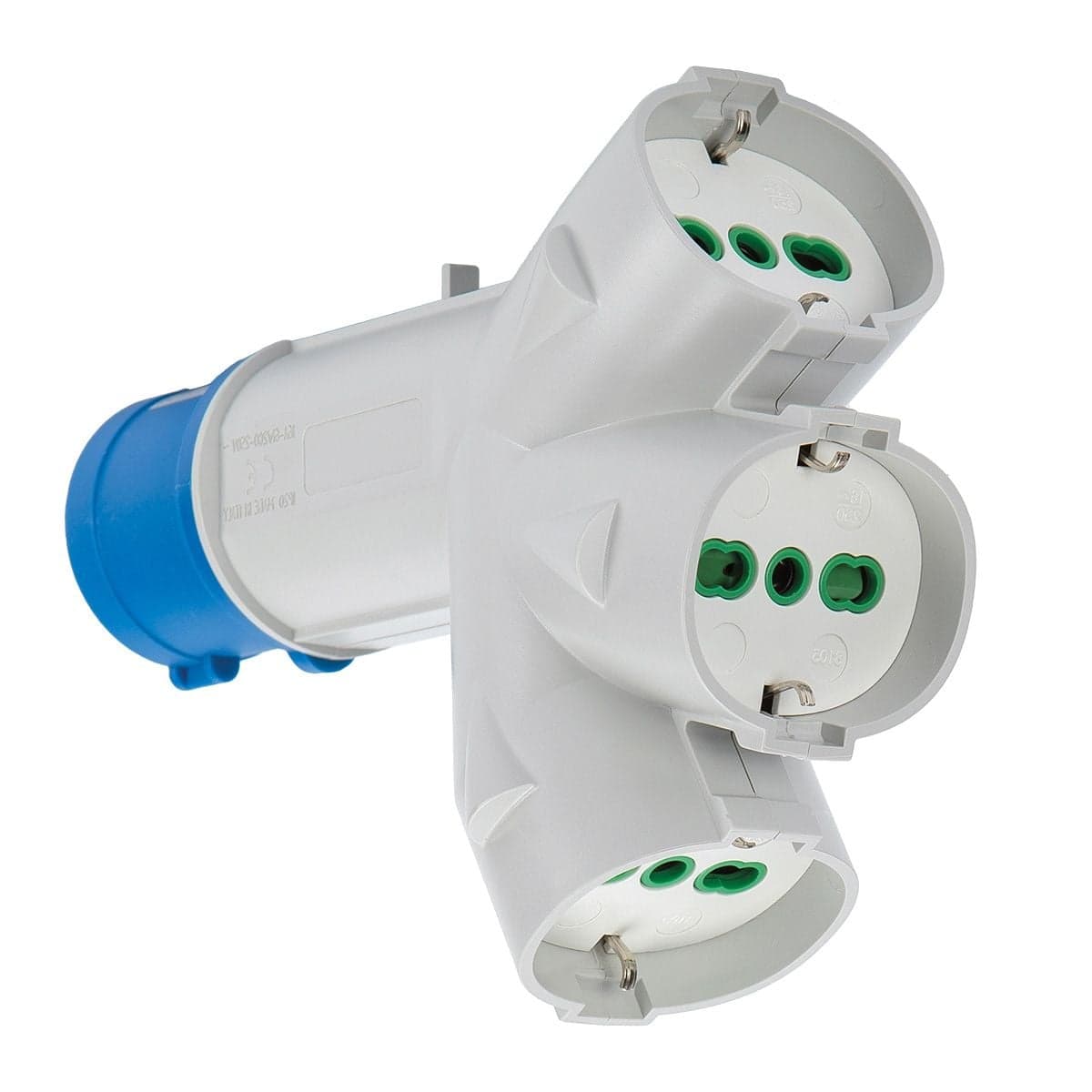 Adattatore Industriale Triplex da Spina Italiana 16A a 3 Prese Bipasso Schuko - FME IPW-SP-7309
