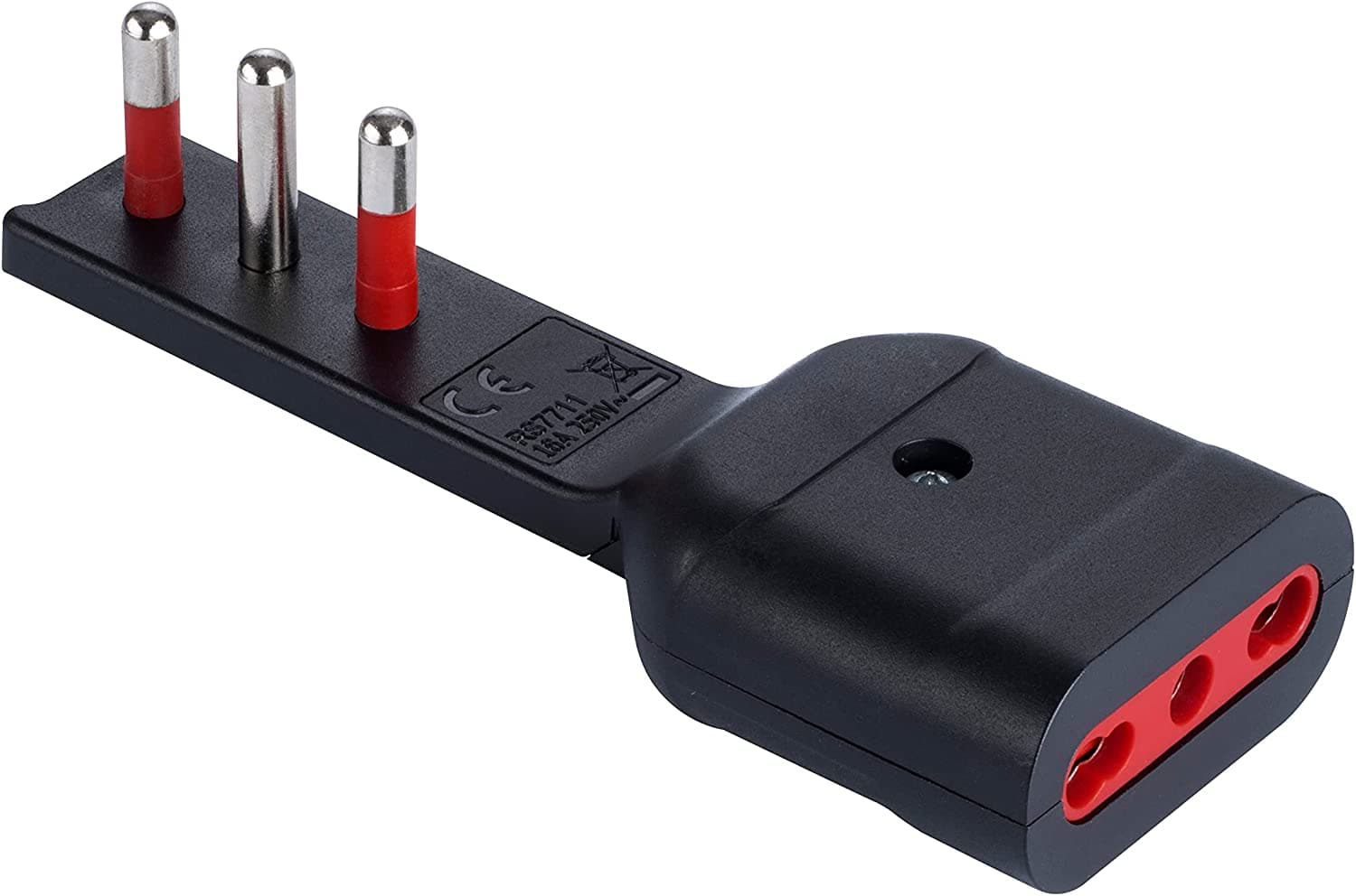 Adattatore Salvaspazio Extra Flat Spina-Presa Italiana 16A Angolata Nero - Rosi IPW-SP16-FLSB
