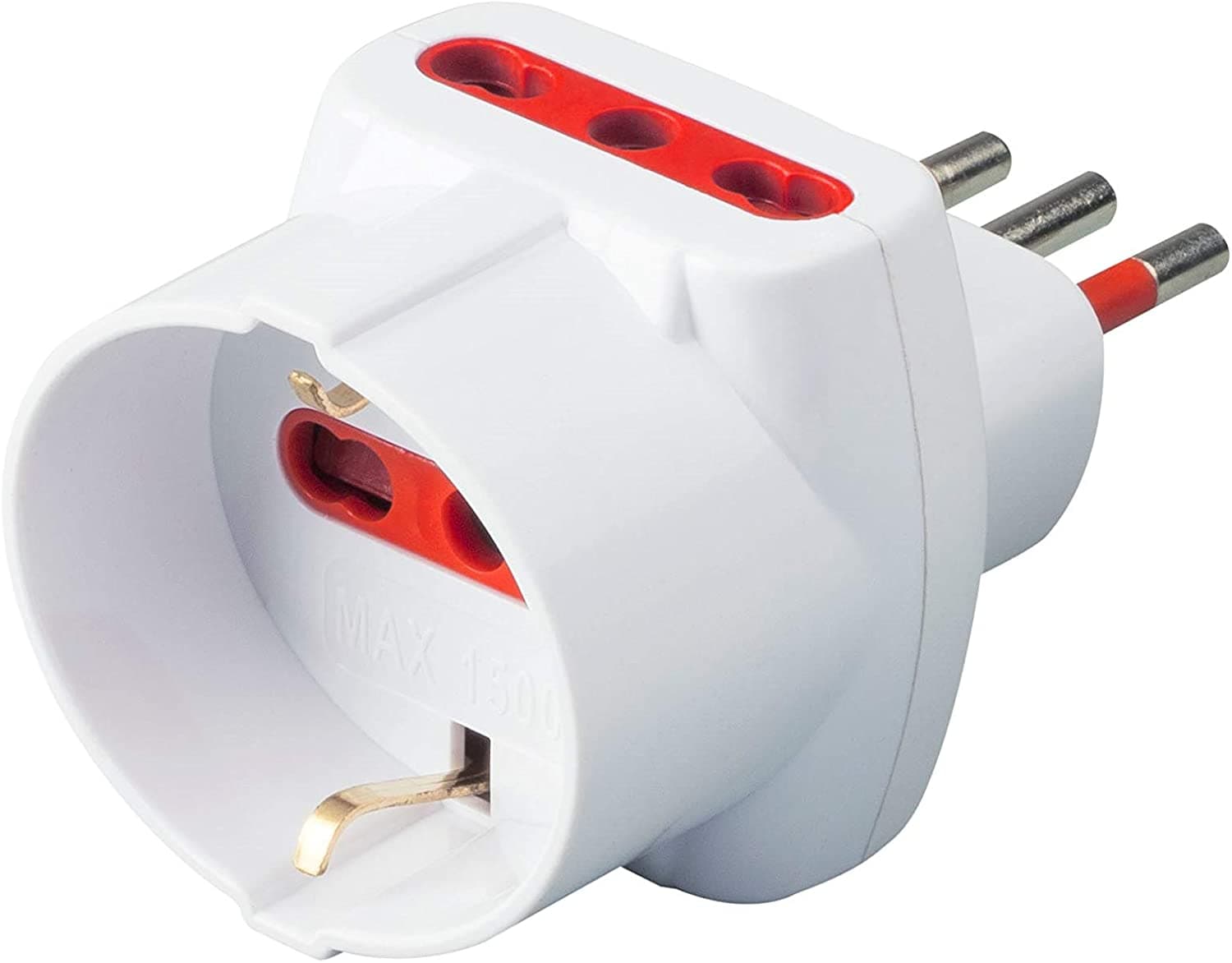 Adattatore Triplo Spina 2P+T 2 Prese Bipasso e 1 Schuko - Rosi IPW-TRP10-2B1SW