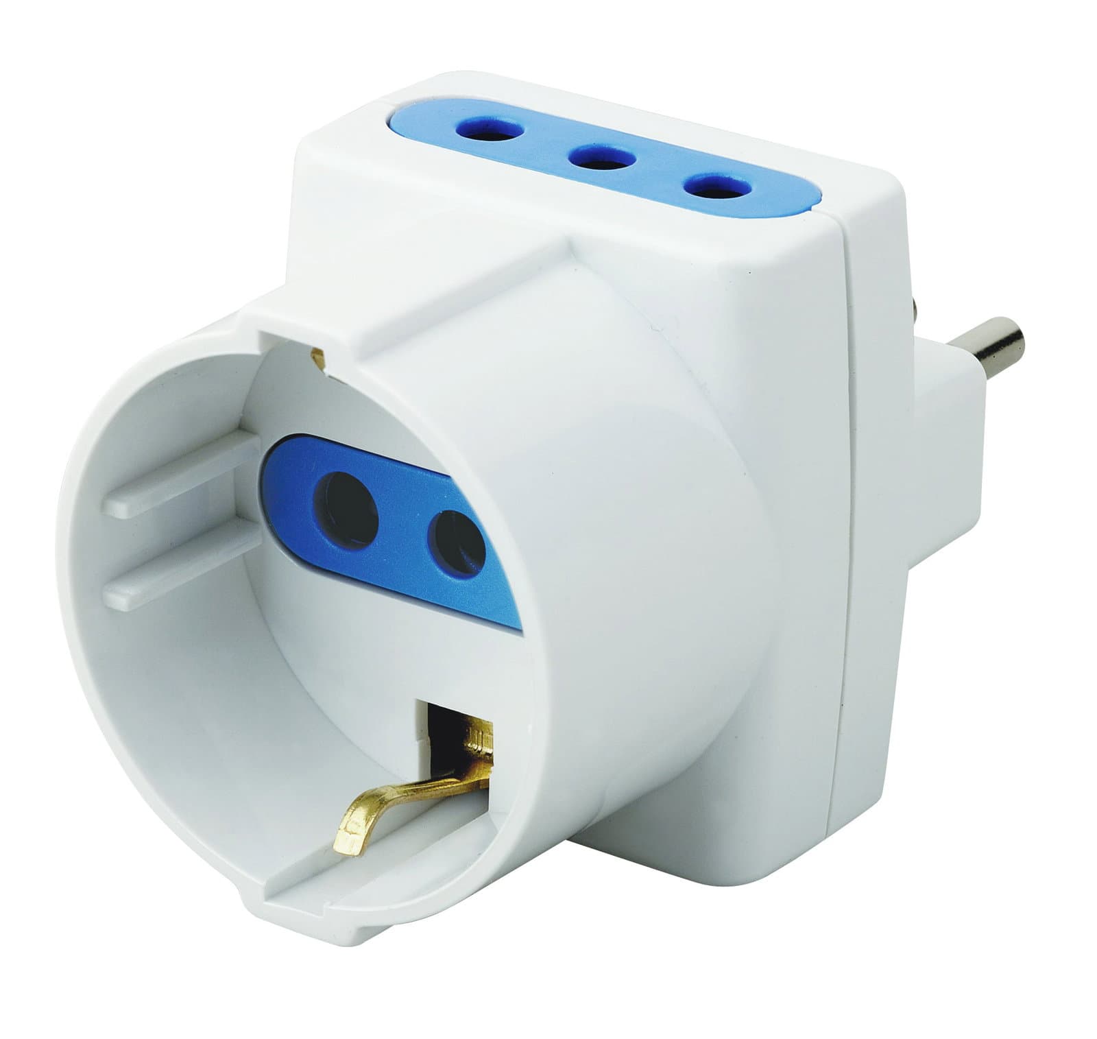 Adattatore Triplo Schuko Spina 2P+T Prese 2P+T 10A - Techly IPW-TRP10-2W