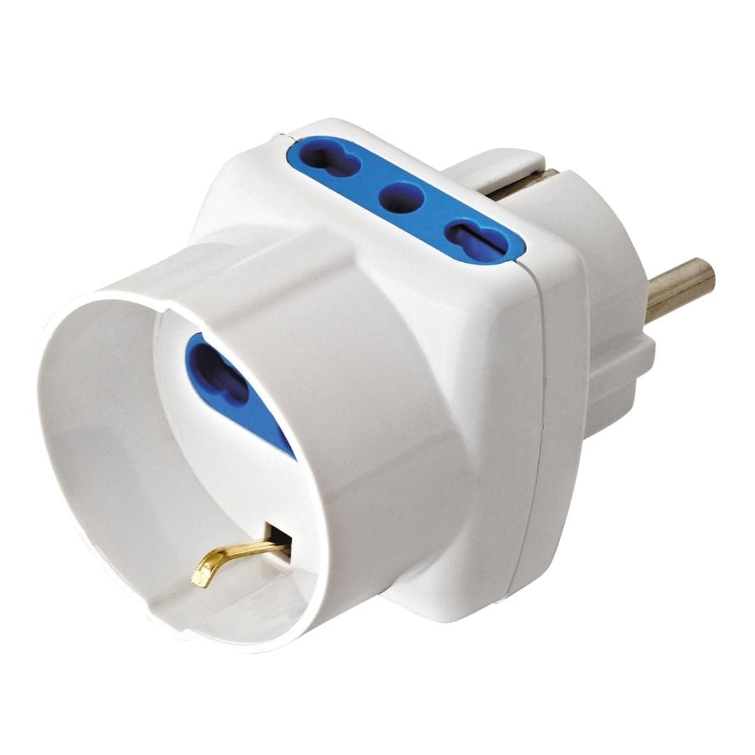Adattatore Triplo Spina Schuko a 3 Prese Bipasso con Schuko Bianco - Techly IPW-TRP1040