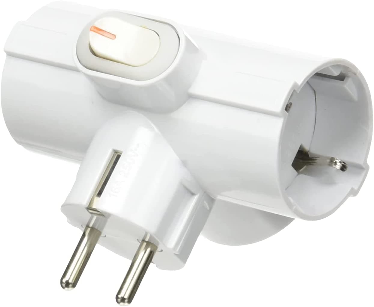 Adattatore triplo Schuko 3 prese 16A con interruttore bianco - FME IPW-TRP16-3S