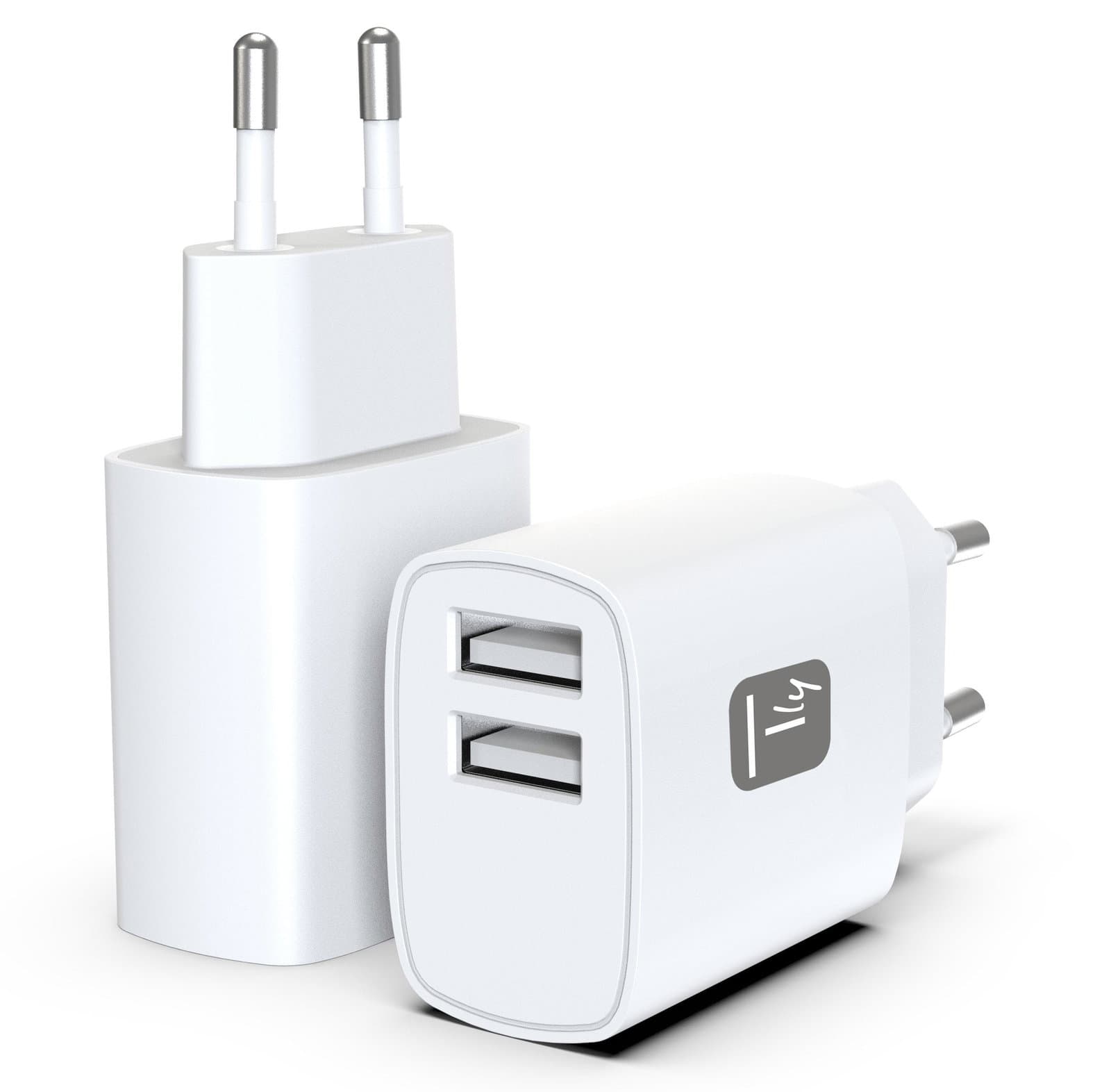 Caricatore Alimentatore 2x USB-A 12W da Muro - Techly IPW-USB-12W2A2