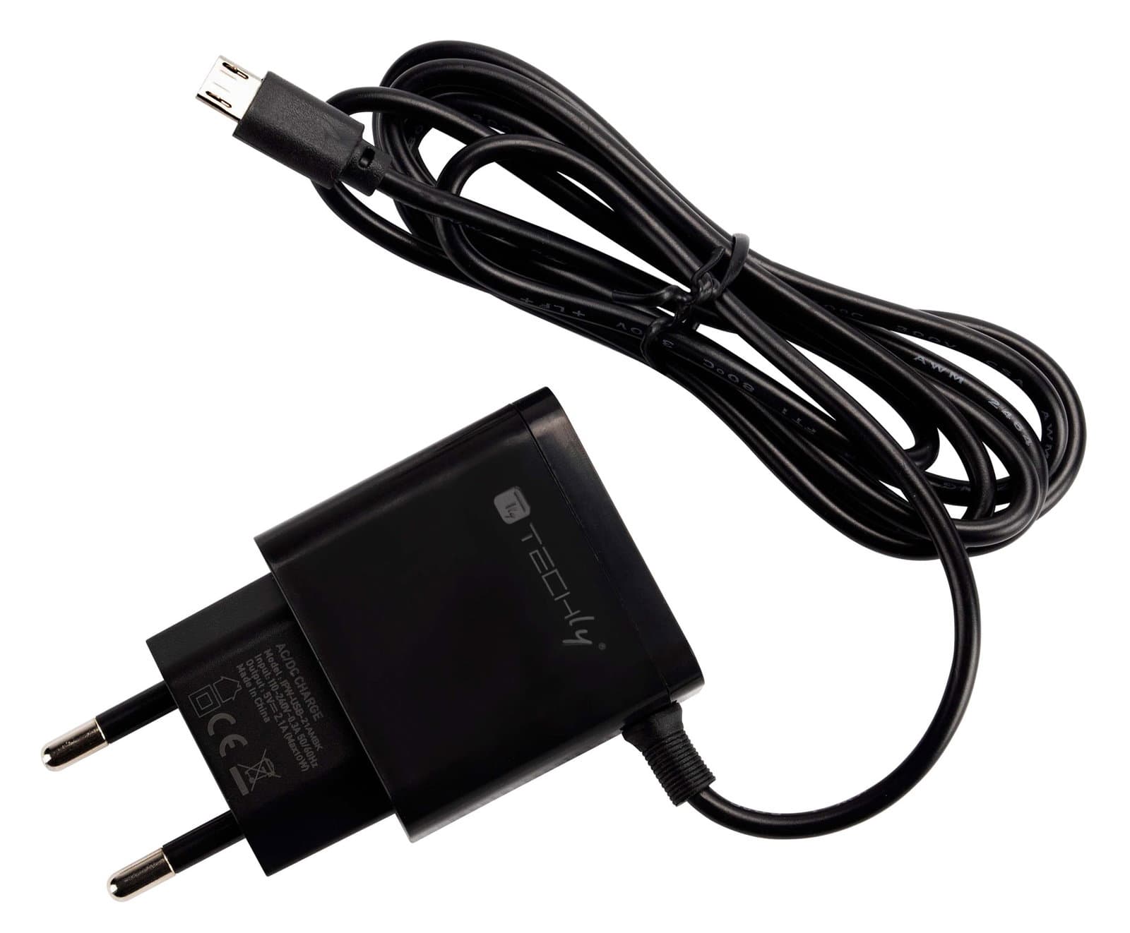 Caricabatterie Alimentatore Micro USB 5V 1A per Smartphone Tablet Nero - Techly IPW-USB-1AMBK