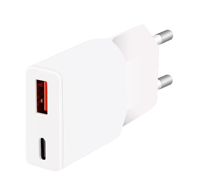 Caricatore Alimentatore GaN USB-C PD + USB-A QC da Muro 20W Bianco - Logilink IPW-USB-20WACL
