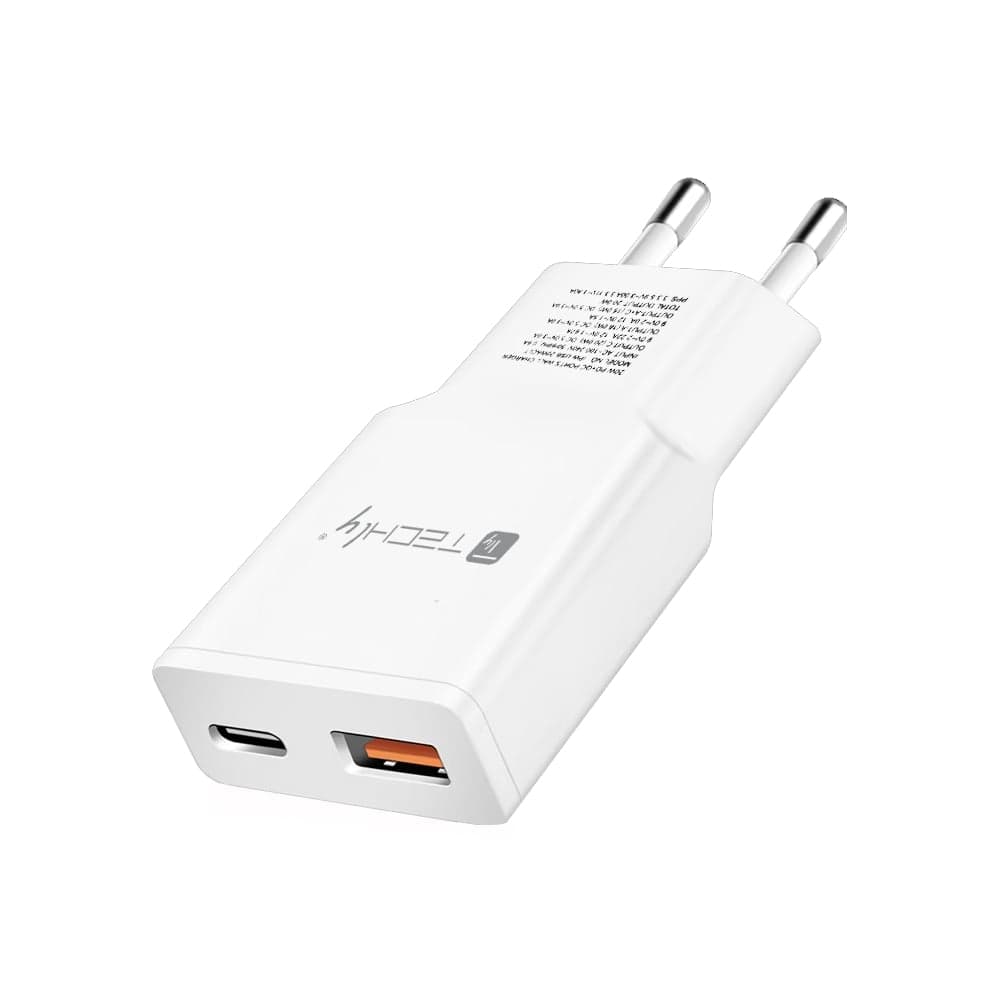 Caricatore da muro USB-C 20W e USB-A QC - Techly IPW-USB-20WACLT