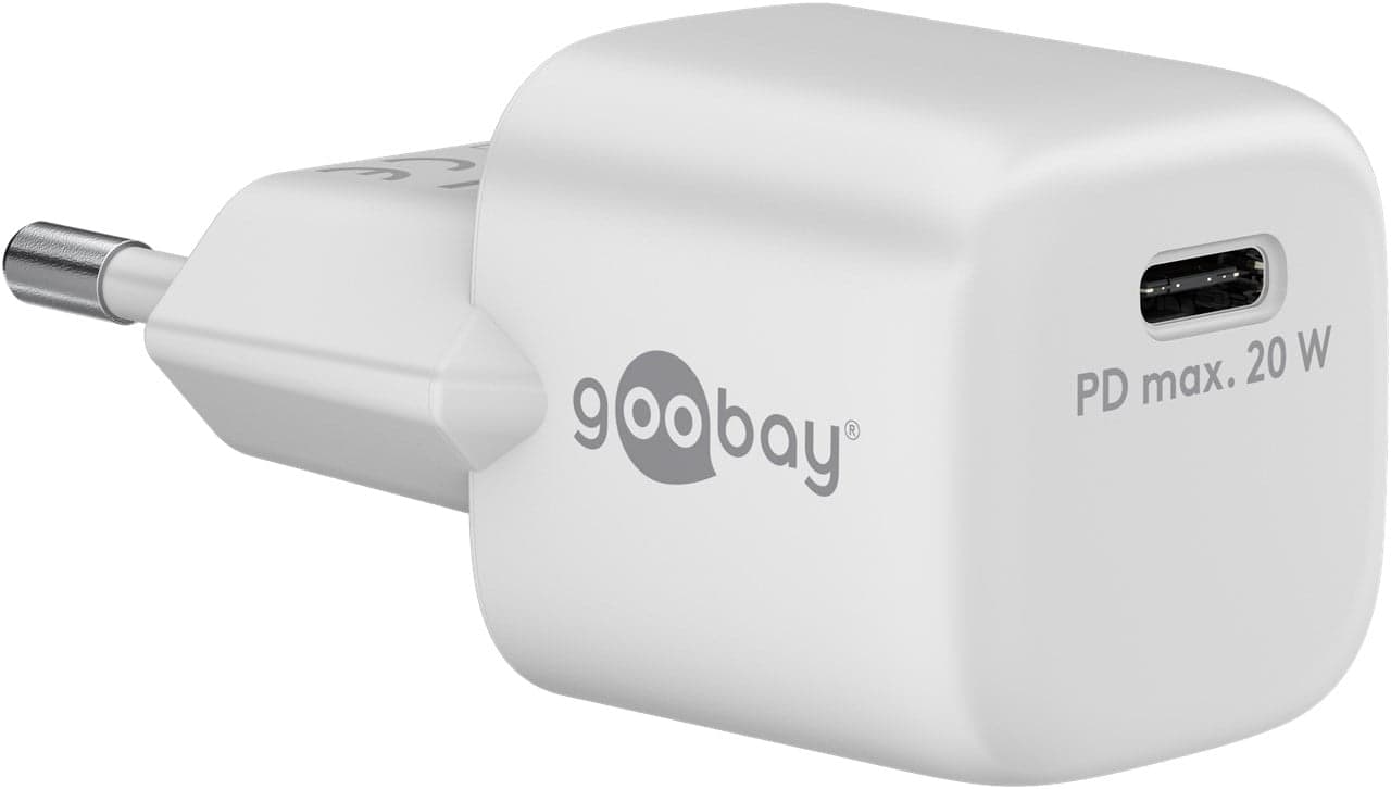 Alimentatore Caricatore Rapido USB-C PD GaN Nano 20W 3A Bianco - Goobay IPW-USB-20WQW2