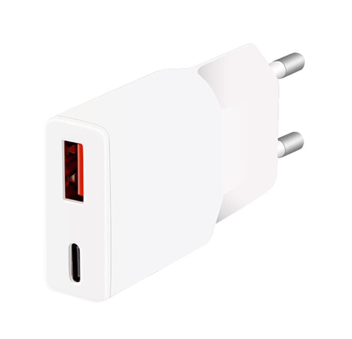 Caricatore Alimentatore GaN USB-C PD + USB-A QC da Muro 30W Bianco - Logilink IPW-USB-30WACL