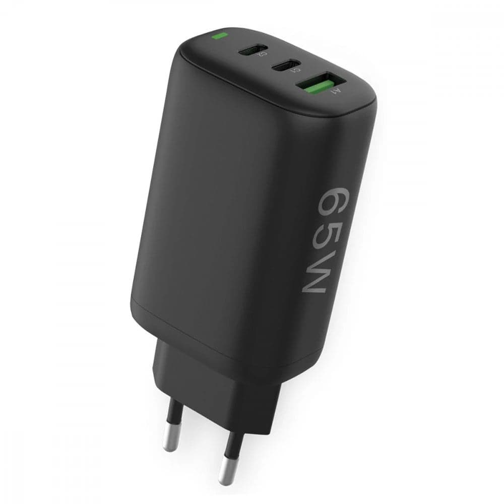 Caricabatterie GaN USB-A e 2 porte USB-C Power Delivery 65W nero - Fontastic IPW-USB-3P65W