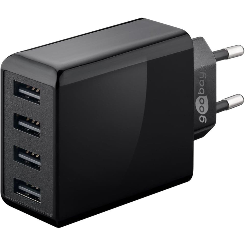 Caricatore da muro USB a 4 vie 30W, nero - Goobay IPW-USB-4PA30WB