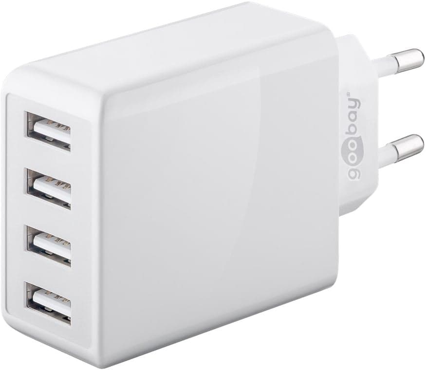 Caricatore da muro USB a 4 vie 30W, bianco - Goobay IPW-USB-4PA30WW