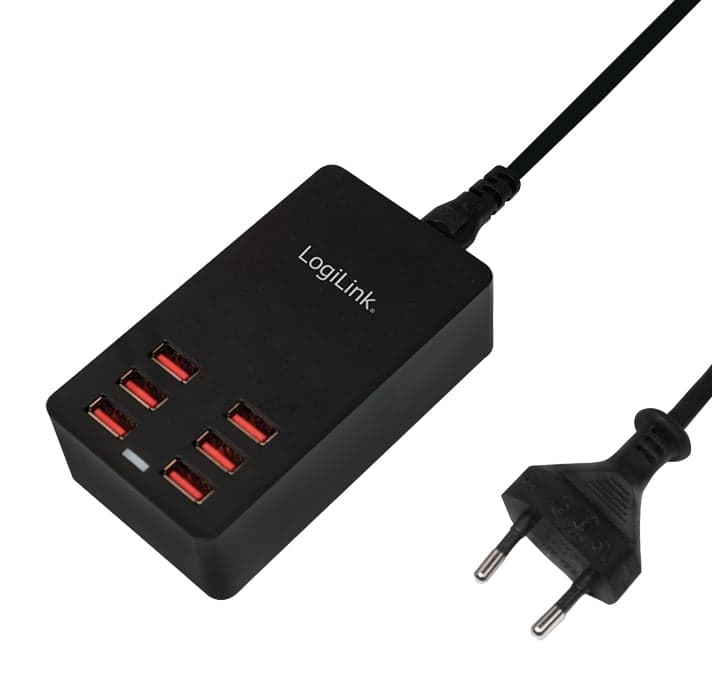 Caricatore da Tavolo a 6 porte USB 32W Nero - Logilink IPW-USB-6P32W