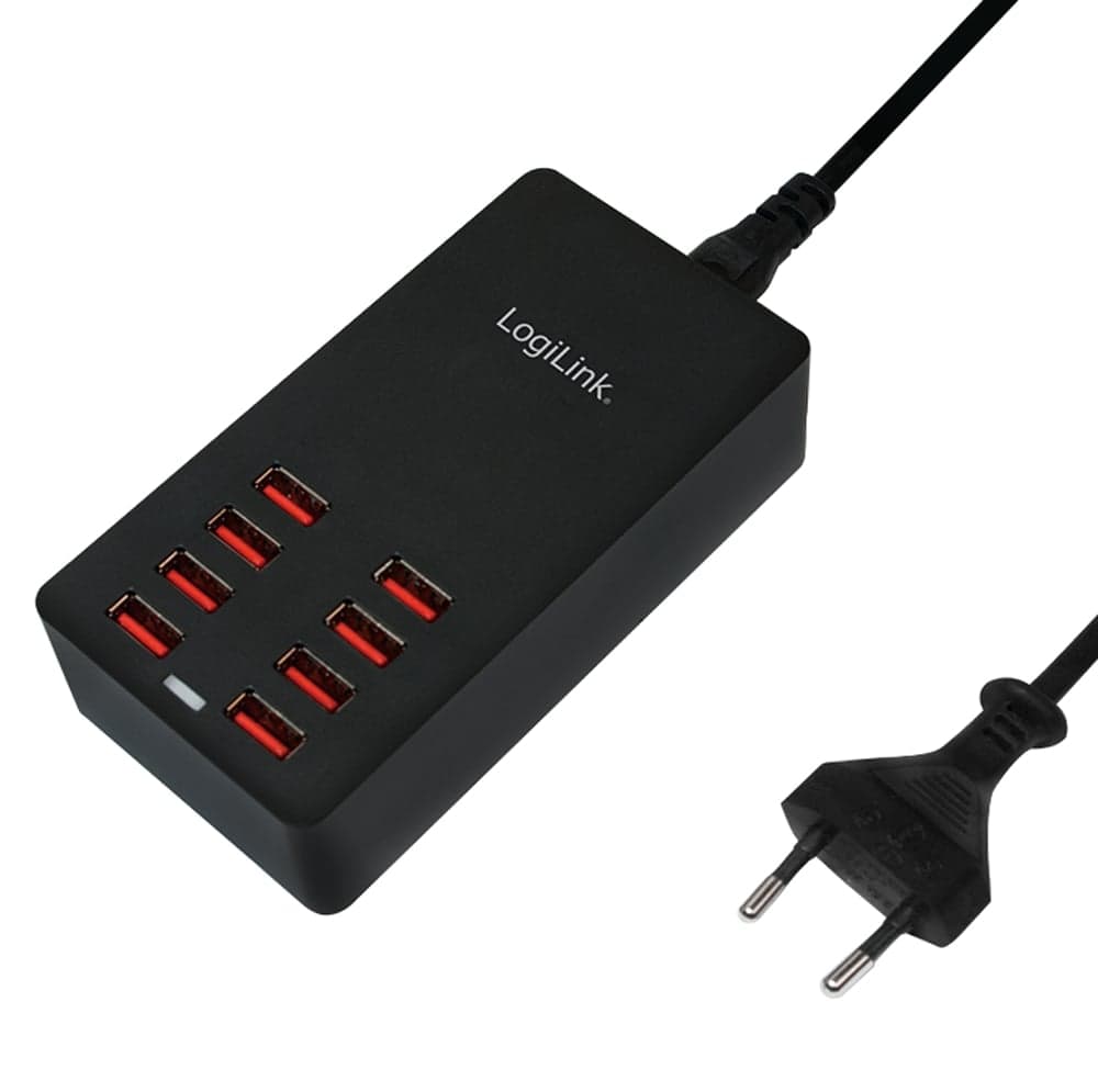 Caricatore da Tavolo a 8 porte USB 44W Nero - Logilink IPW-USB-8P44W