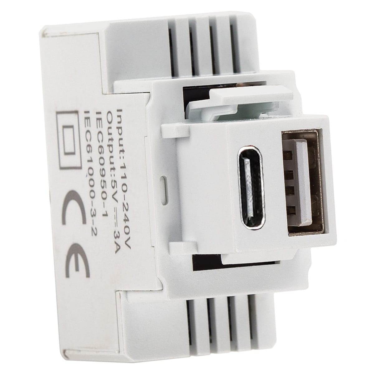 Alimentatore Compatto da Incasso Keystone USB-A e USB-C 20W 5-12V Bianco - FME IPW-USB-AC3AW