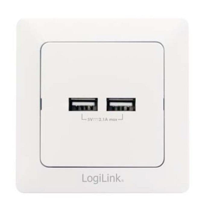 Presa a Muro 2 Porte USB Bianco - Logilink IPW-USB-W02U