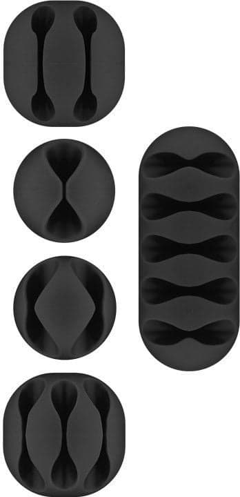 Clip Fermacavo Set 5 pz Varie Misure Nero - Goobay ISWT-CL-SET5BK