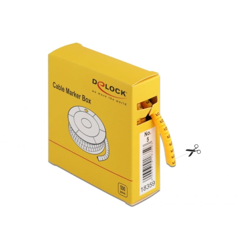 Scatola Segnacavo Giallo 500 Pezzi Numero 5 - Delock ISWT-MARK-5-500