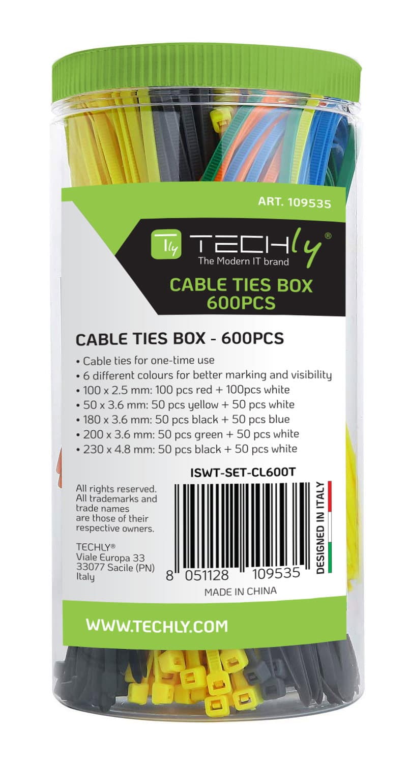 Fascette Fermacavo Colorate Kit da 600pz - Techly ISWT-SET-CL600T