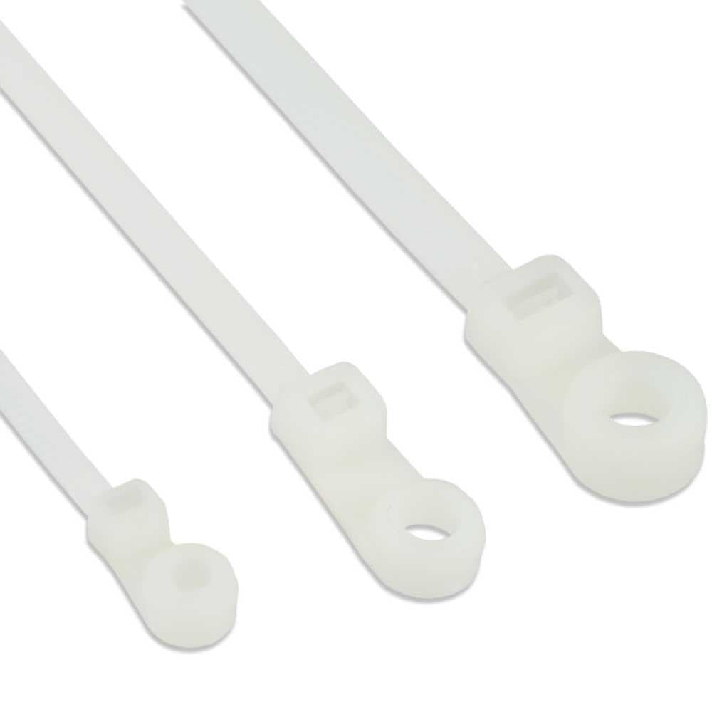 Fascette Fermacavi con Occhiello 300x4,8mm in Nylon 100 Pezzi Bianco - Techly ISWTH-30048