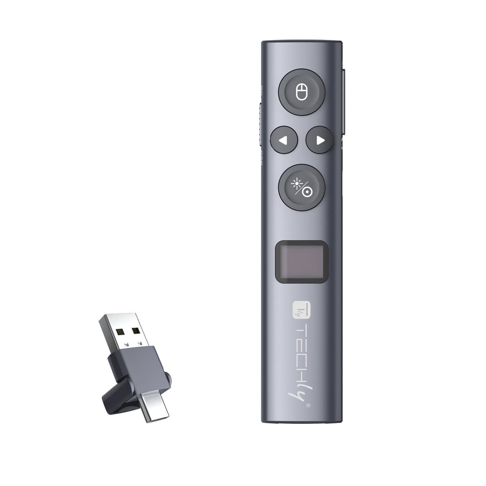 Puntatore Laser Wireless Telecomando Presentazioni Powerpoint con Schermo LCD - Techly ITC-LASER96BG