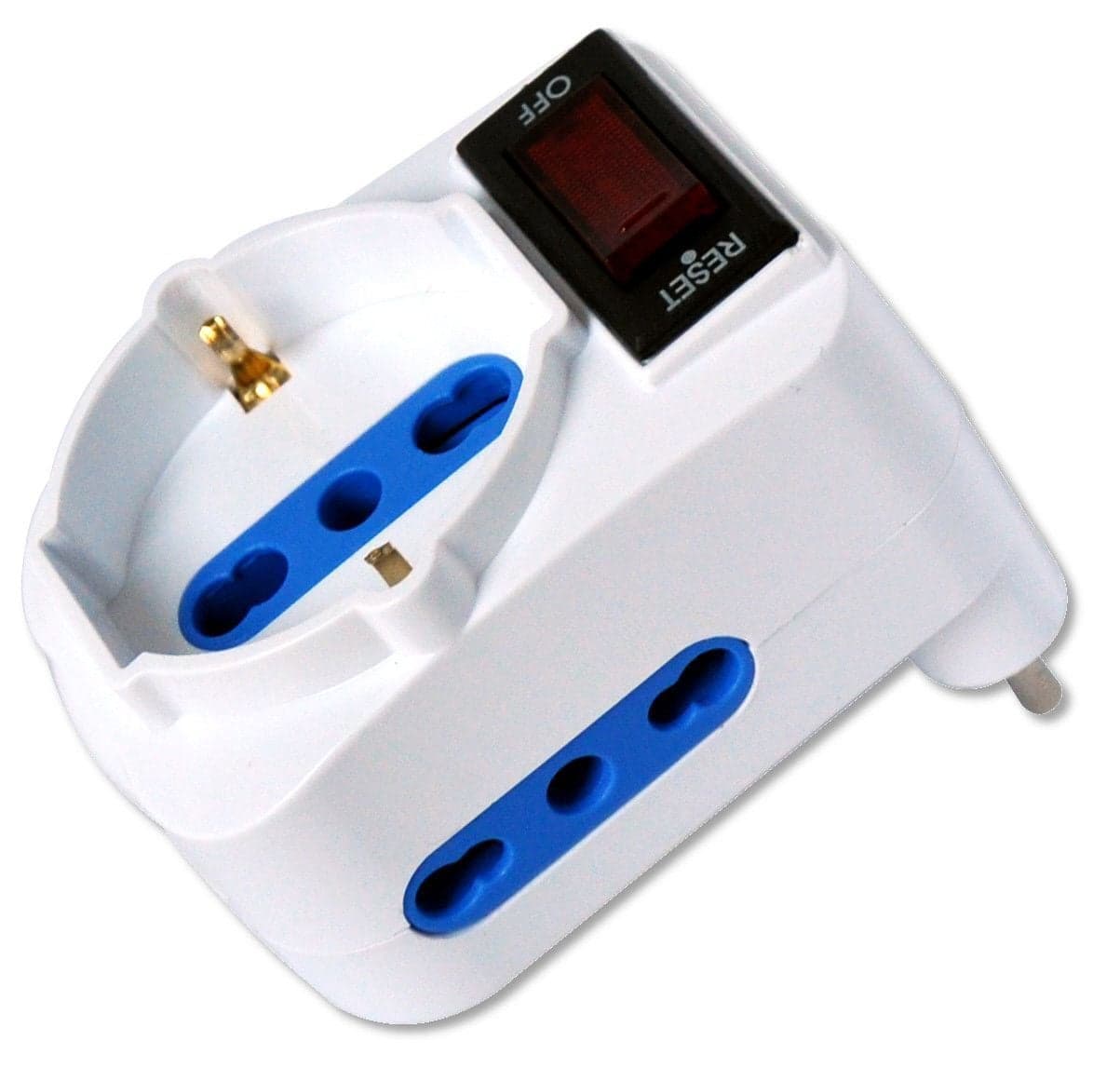 Adattatore Compatto con 2 Prese Bipasso e 1 Bipasso/Schuko Spina 10A - Techly IUPS-PCP-2R10B