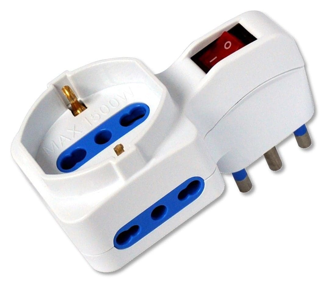 Adattatore con 2 Prese Bipasso e 1 Bipasso/Schuko con Spina 16A - Techly IUPS-PCP-2RL